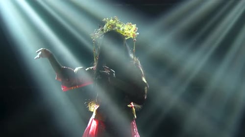 Woman in Costume Performing Elegant Dance Moves