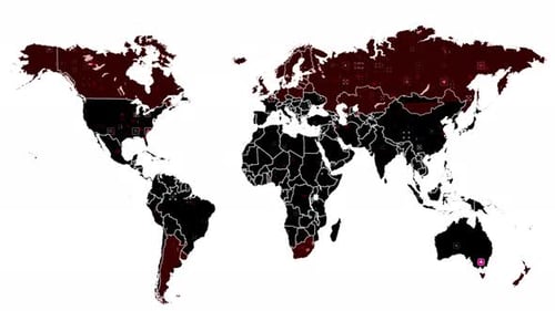 Animated World Map with Spreading Digital Data