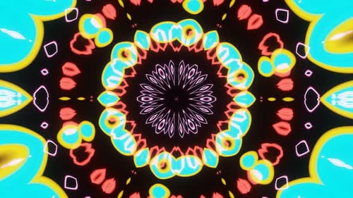 Kaleidoscope of Abstract Pattern of Luminous Flower