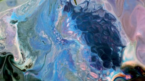 Abstract Paint Swirls in Blue, White and Black