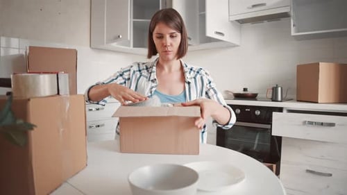 Sad Female Move Out From Apartment