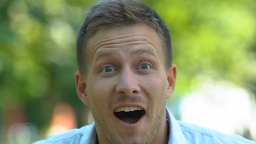 Surprised Man Close Up with Shocked Expression