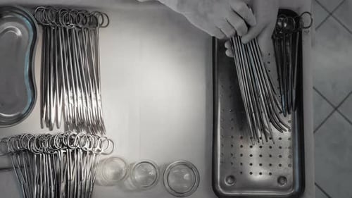 Surgical Instruments Arranged on Sterile Surface