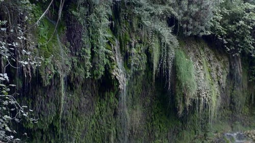 Drone Video of a Beautiful Natural Romantic Landscape with a Waterfall