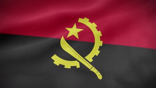 Angola Flag Waving Loop Animation with Realistic Fabric Texture