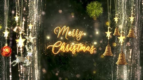 Elegant Merry Christmas Title Reveal with Festive Glitter