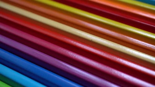 Rainbow Colored Pencils Arranged in a Row