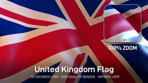 Realistic Waving Union Jack Flag Background