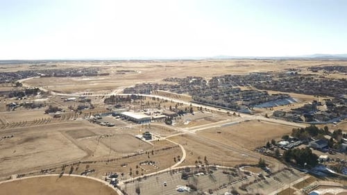 Aerial View of a Suburban Landscape on Sunny Day