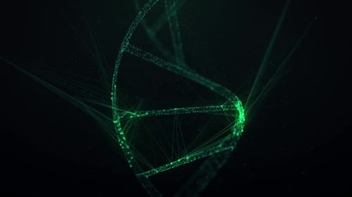 Futuristic Glowing Particle DNA Helix Rotation