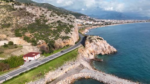 Traffic on the beach aerial view 4 K