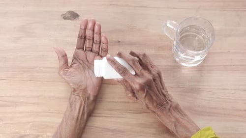 Senior Adult Taking Medication with Water