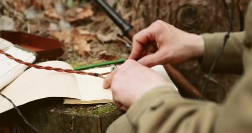 Hands Using Morse Code With Military Equipment