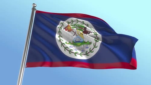 Belize Flag Waving Seamless Loop Animation