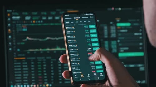 Investor Checking Cryptocurrency Price on Smartphone Screen Growth Crypto