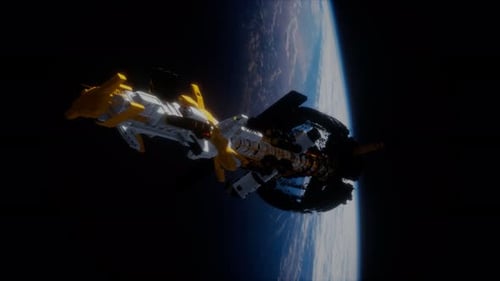 Futuristic Spacecraft Docking with Orbital Station 3D Animation
