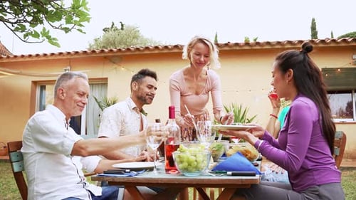 Friends and Family Gathering for Outdoor Dining