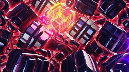 Futuristic Glowing Gift Boxes Seamless Loop Background Animation