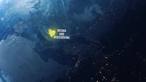Zoom De La Terre Dans L'espace Vers La Sortie Alpha Du Pays De La Bosnie-Herzégovine