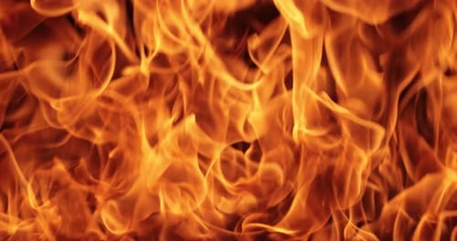 Close-Up Fire Flames Against a Black Background