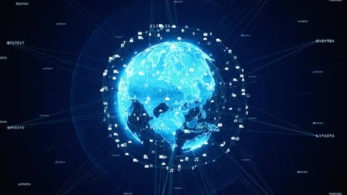 Futuristic Digital Earth Global Network Connection Animation