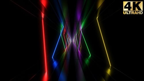Seamless Looping Colorful Neon Light Tunnel Background