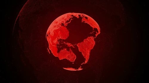 Orange Holographic Earth