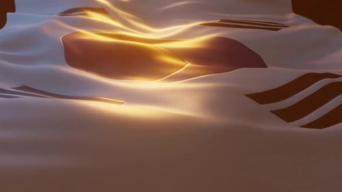 Elegant Waving South Korea Flag Animation with Golden Light