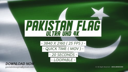 Pakistan Flag - Ultra UHD 4K Loopable