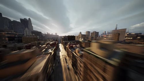 Vue aérienne en hyperlapse au-dessus de la circulation de la grande ville