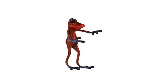 3D Animated Red Frog Character Presenting and Gesturing