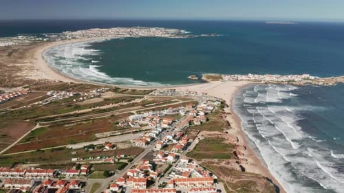Aerial View of the Sandy Beach Connecting the Island with the Mainland