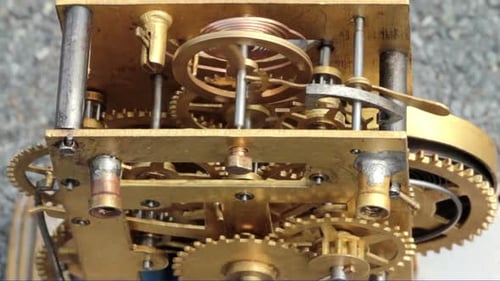 Intricate Clockwork Mechanism with Gears Turning