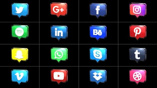 Modern 3D Animated Glossy Social Media Icons Pack
