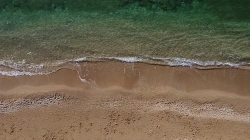 Beautiful Remote Beach with Crystal Clear Water Aerial View