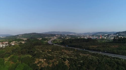 Fly Above Forest and Highway