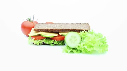 Sandwich with Vegetables on a White Background