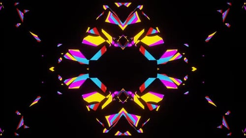 Animación en VJ Loop de un reluciente túnel de neón, caleidoscopio 301
