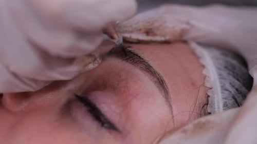 Eyebrow Microblading Procedure at Beauty Salon