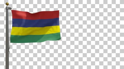 Animated Mauritius Flag Waving on Transparent Background