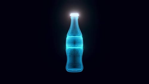 Futuristic Digital Wireframe Bottle Scan Animation