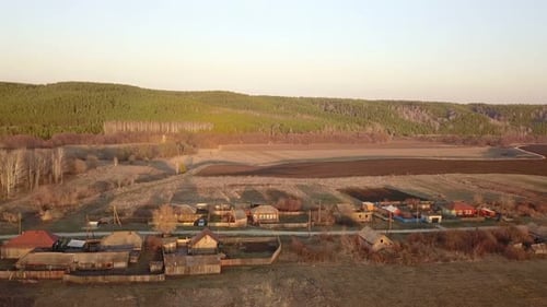 Spring Village Nature At Sunset