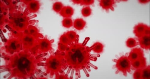 3D Render of Floating Red Virus Cells
