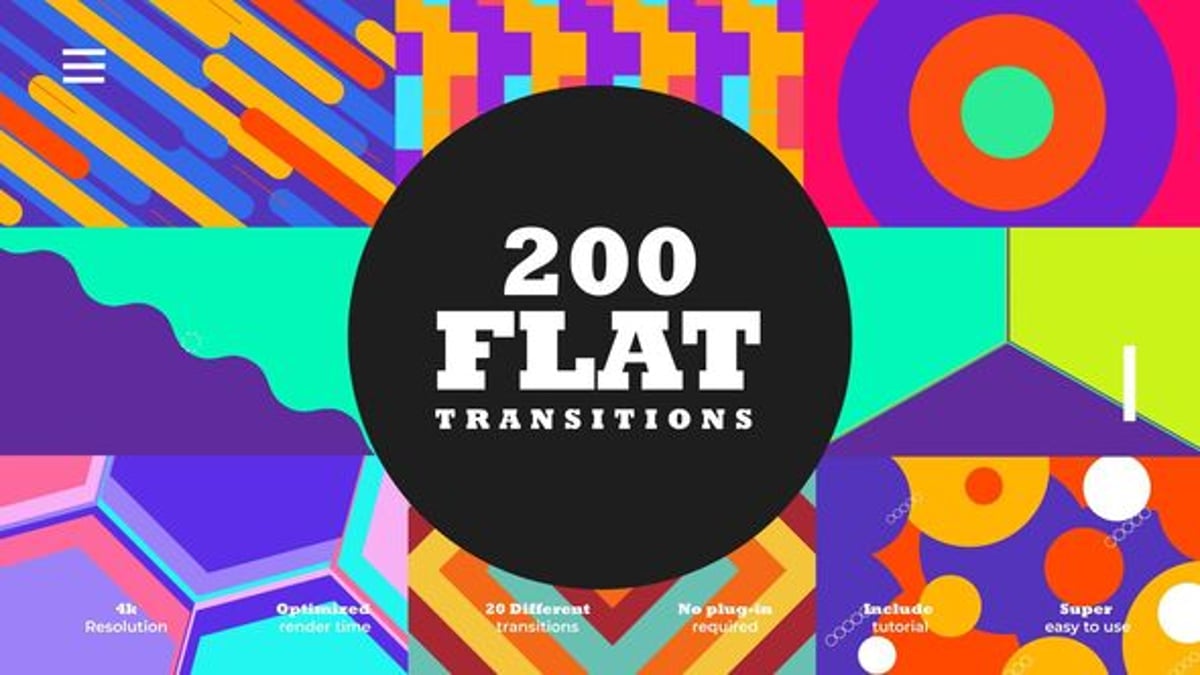 Vibrant Flat Geometric Abstract Transition Pack, Elements ft ...