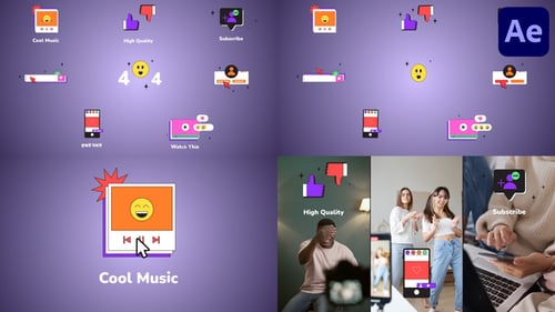 Íconos y títulos de la interfaz del navegador de Internet para After Effects