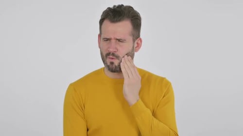 Portrait of Sick Middle Aged Man Having Toothache