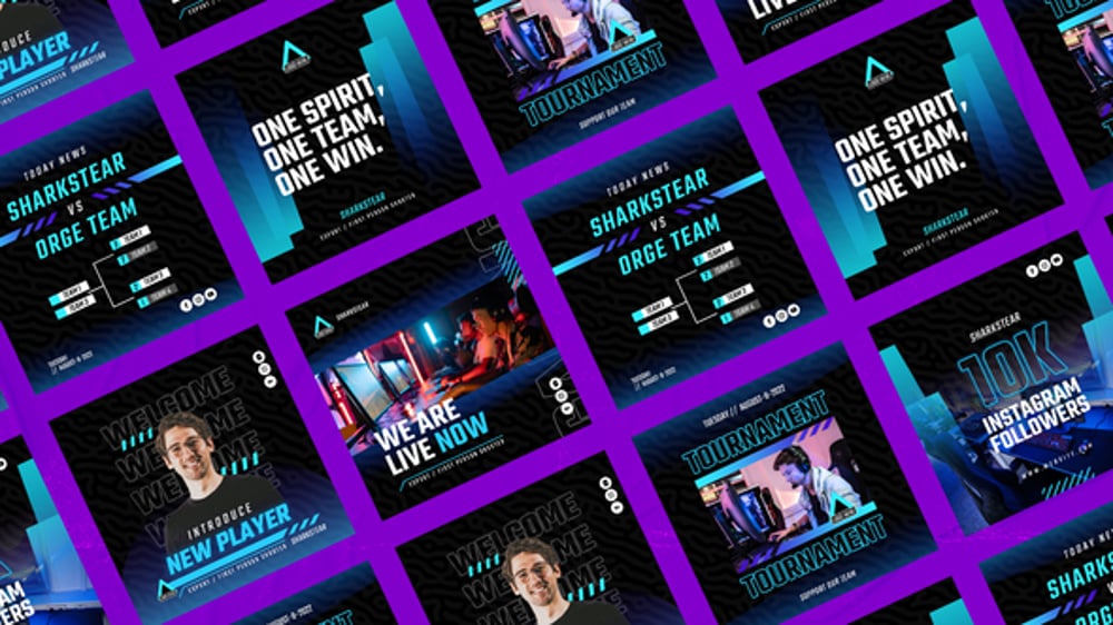 Dynamic Esport Streamer Social Media Post Pack, Product Promo ft ...