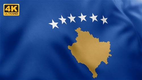 Seamless Loop Waving Flag of Kosovo