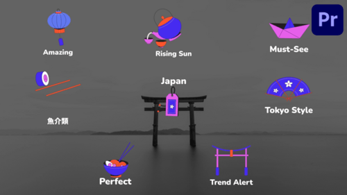 Íconos y títulos de estilo japonés para Premiere Pro