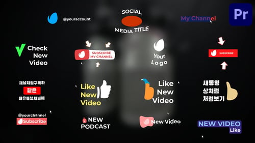 Social Media Buttons And Titles for Premiere Pro